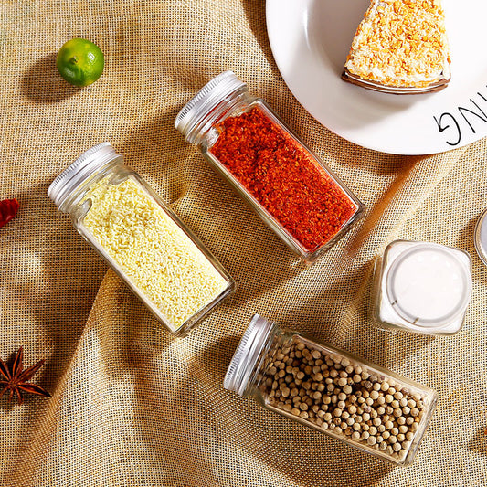 Square Glass Seasoning Jar - Kitchen Spice Box