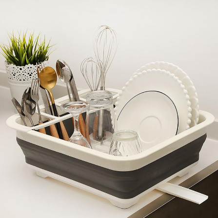 Folding Dish Drain Rack - Space-Saving Kitchen Organizer