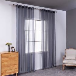 Modern Cotton & Linen Window Screen - Solid Color Curtain Panel