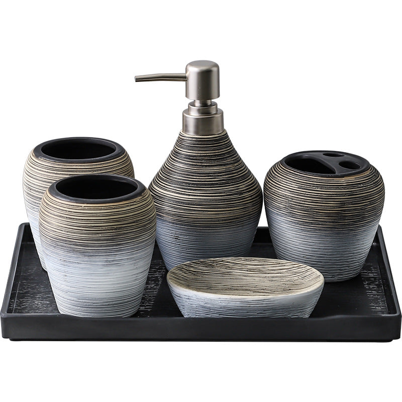 Retro Brushed Bathroom Wash Set - Elegant Bath Accessories