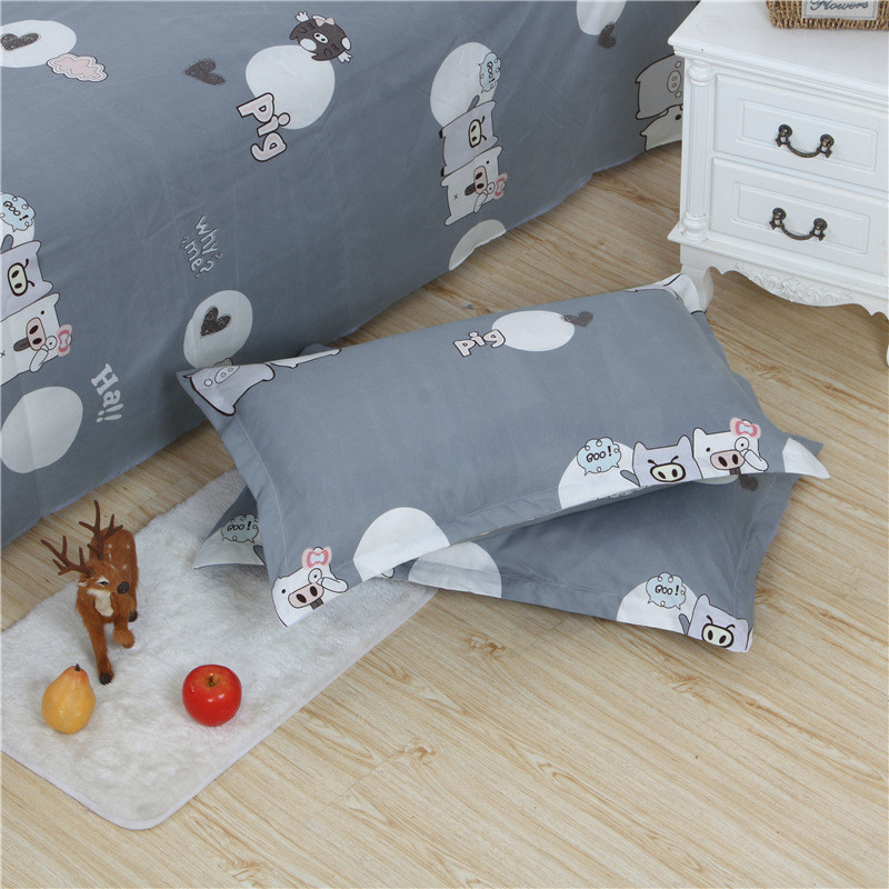 Cartoon Printed Duvet Cover Bedding Set - Brushed Fabric