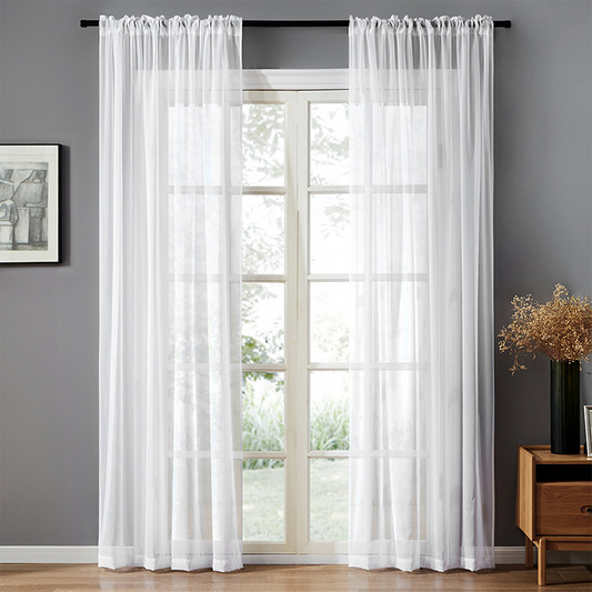 Modern Cotton & Linen Window Screen - Solid Color Curtain Panel