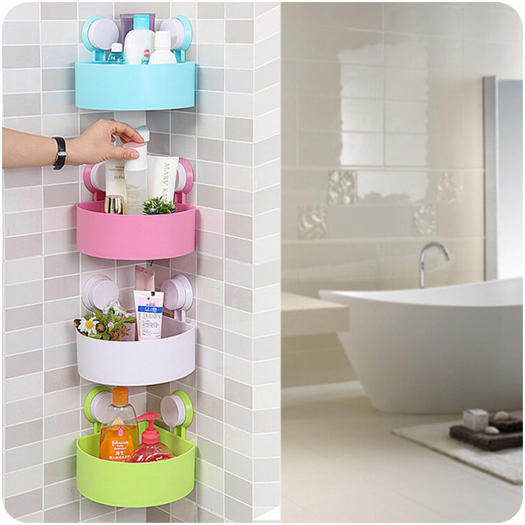 Triangle Suction Cup Bathroom Rack - Space-Saving Storage