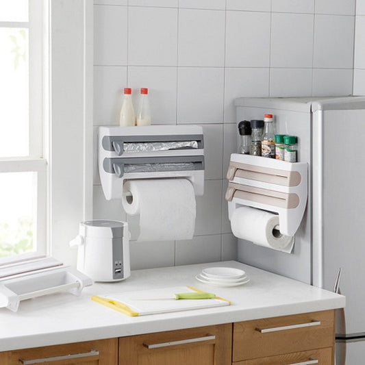 4-In-1 Kitchen Roll Holder Dispenser - Space-Saving Organizer