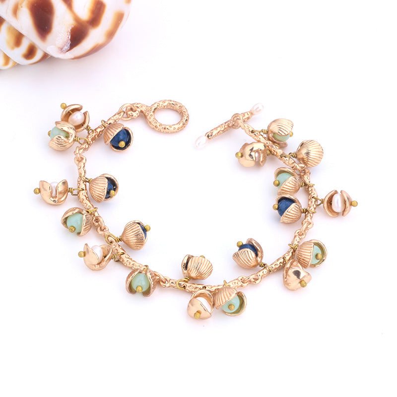 Shell Pearl Bracelet Copper Pieces Gold Plated