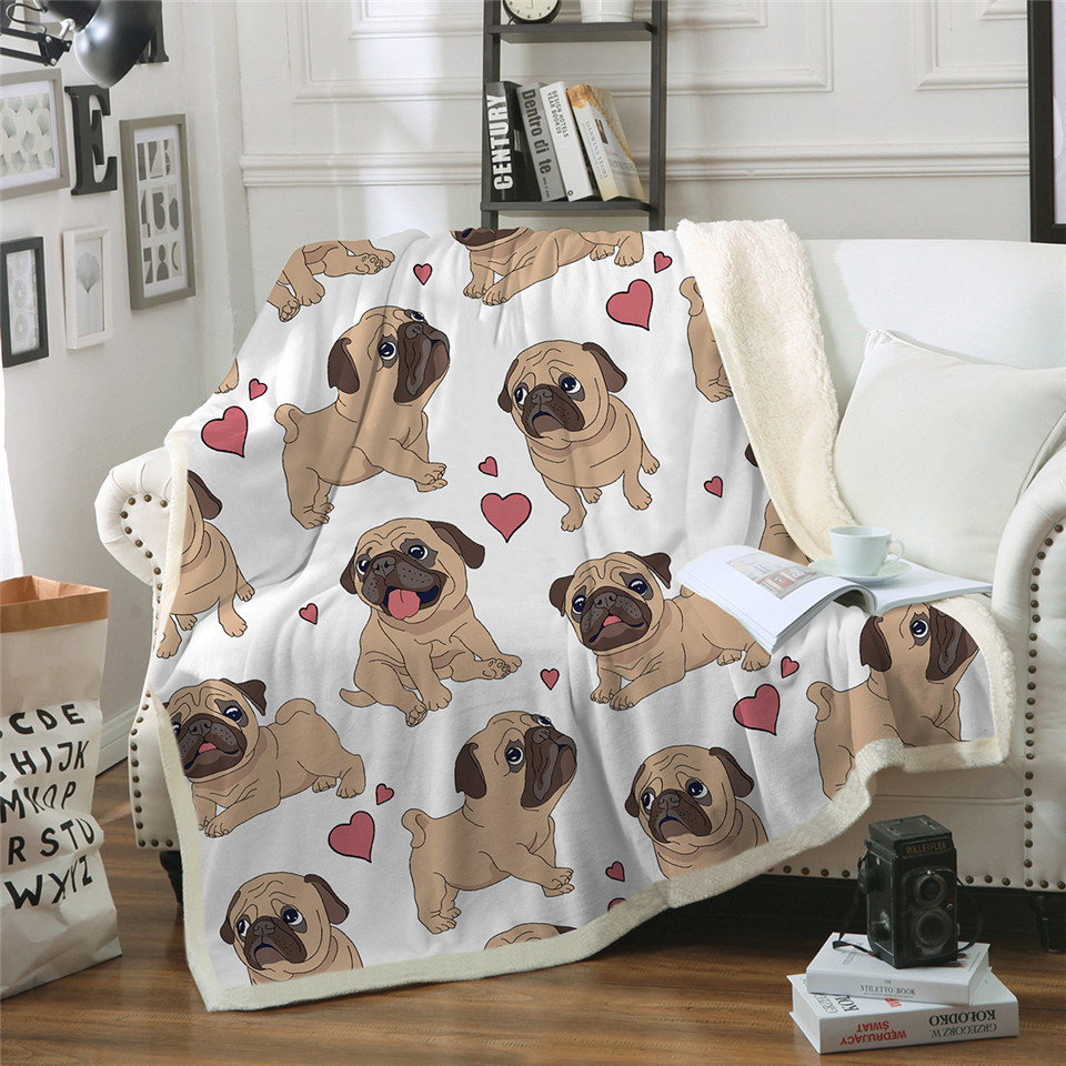 Winter Double-Layer Thick Blanket - Printed Cotton Fleece Sofa Blanket