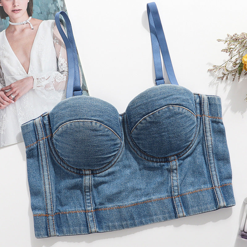 Women's Fashionable All-matching Denim Camisole Top