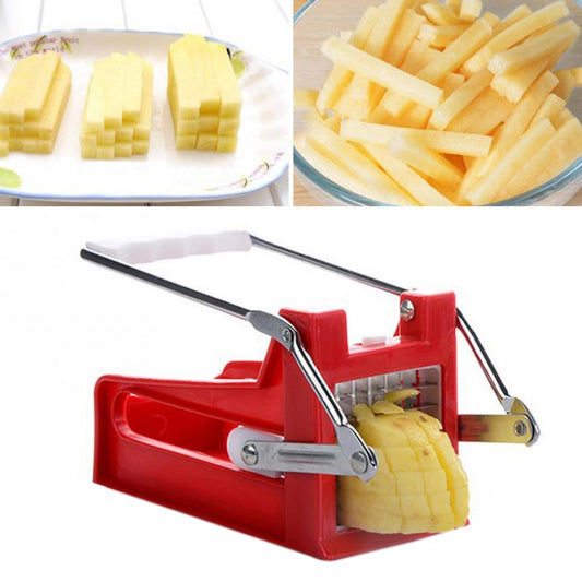 2-Blade Potato Cutter - Stainless Steel French Fries Slicer for Home Kitchen