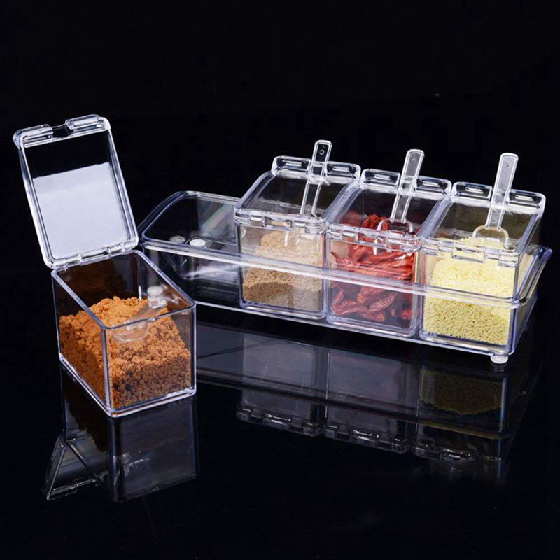 Transparent Acrylic Seasoning Box - Kitchen Storage Container