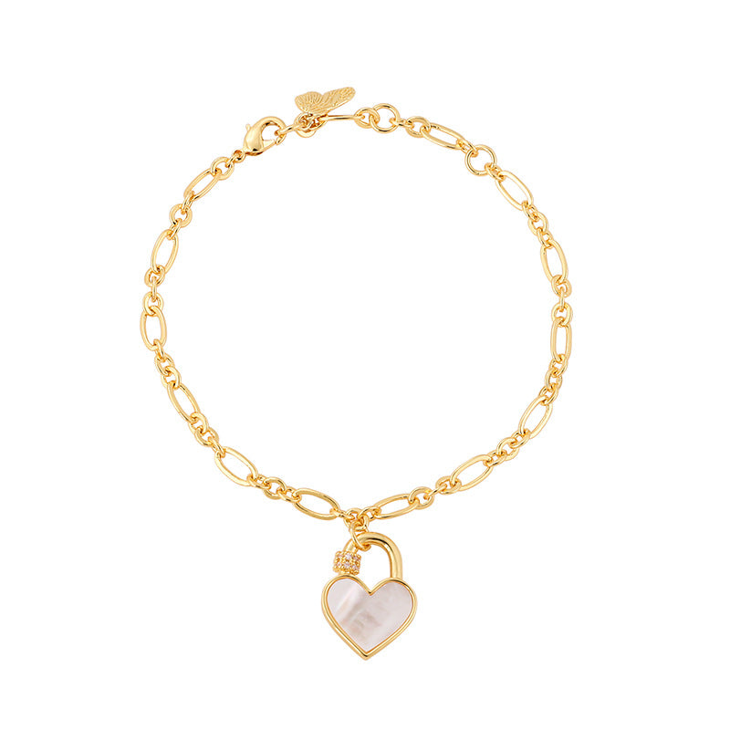 Inlaid Shell Peach Heart Simple All-match Bracelet