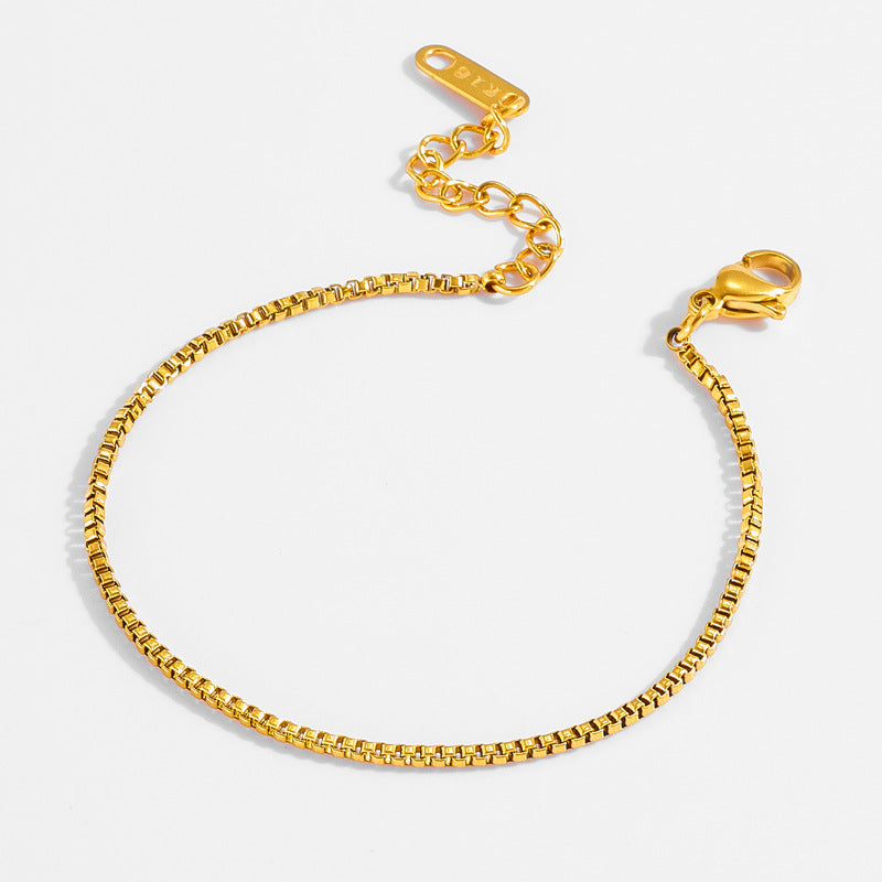 Stainless Steel Box Chain Bracelet Plated 18K