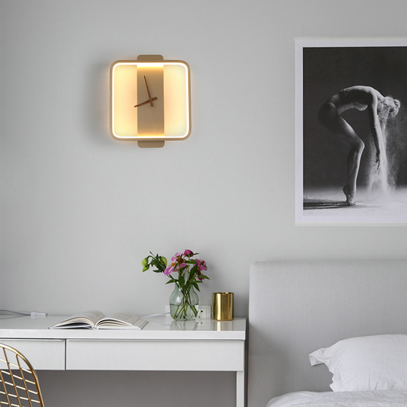 Nordic Bedside Wall Lamp - Clock Design Bedroom Light