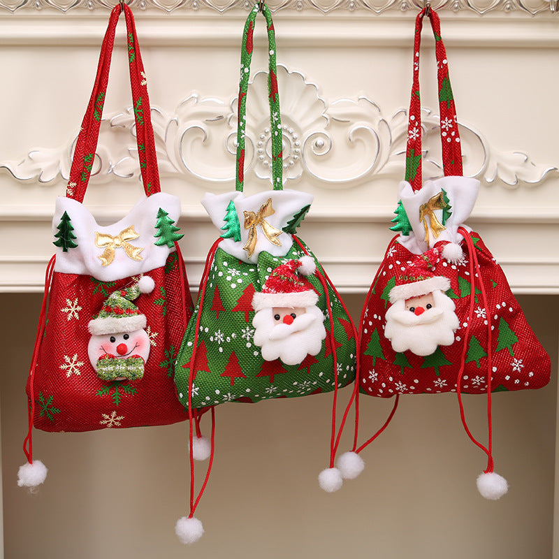 Christmas Santa Claus Strings Drawstring Xmas Gift Bags