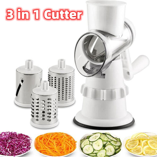 3-in-1 Vegetable Slicer - Manual Grater, Chopper, & Mandolin Kitchen Gadget