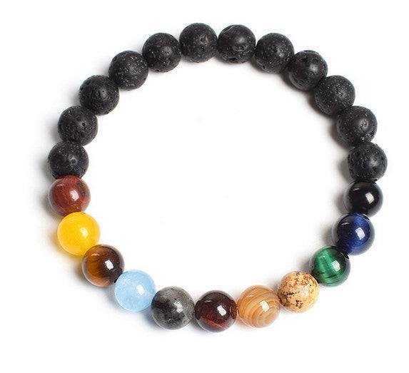 Colorful Volcanic Rock Blue San Yoga Bracelet Agate Beads Bracelet