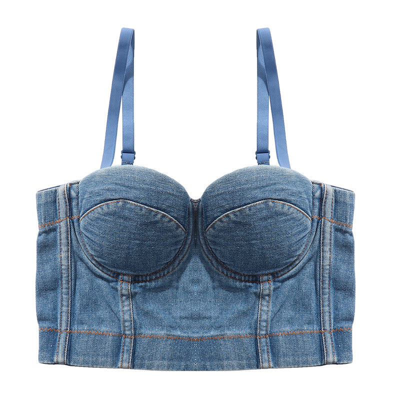 Women's Fashionable All-matching Denim Camisole Top