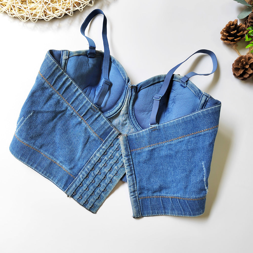 Women's Fashionable All-matching Denim Camisole Top