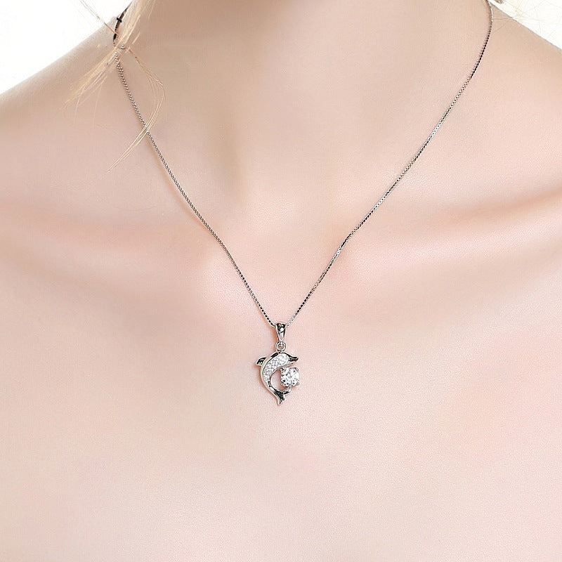 Women's Silver-plated Dolphin Pendant Necklace