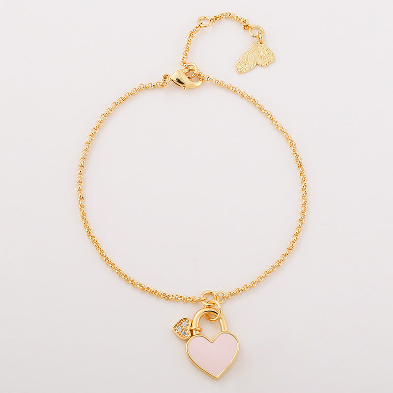 Inlaid Shell Peach Heart Simple All-match Bracelet