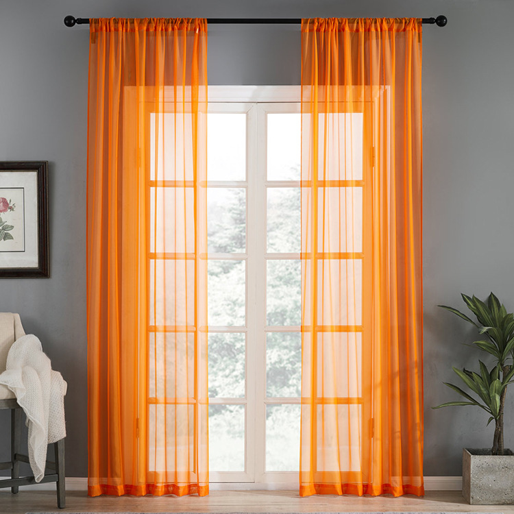 Modern Cotton & Linen Window Screen - Solid Color Curtain Panel