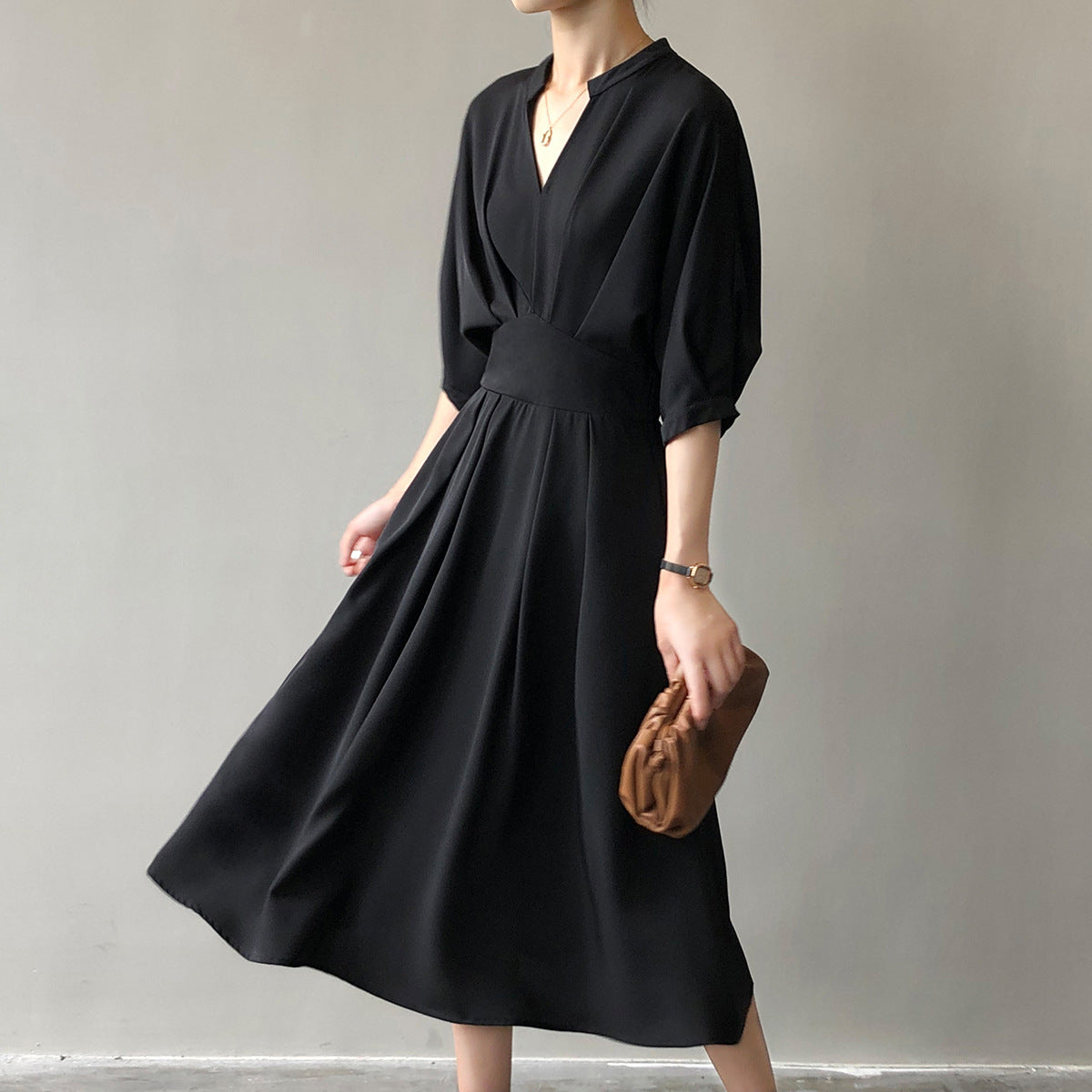 V-neck Dresses Women Temperament Waist