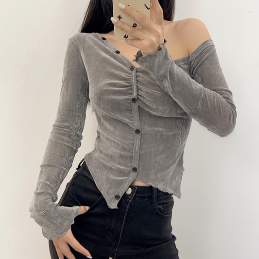 European And American Style Women's Slim Fit Irregular Top