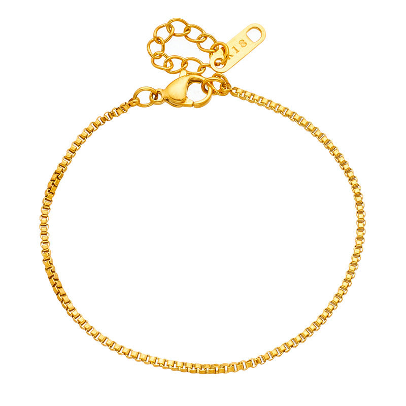 Stainless Steel Box Chain Bracelet Plated 18K