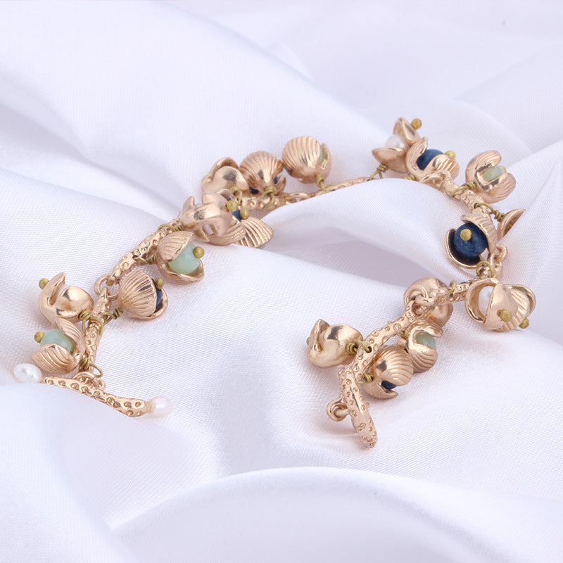 Shell Pearl Bracelet Copper Pieces Gold Plated