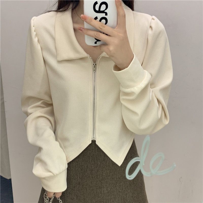 Plus Size Lapels Short Long Sleeve Shirt