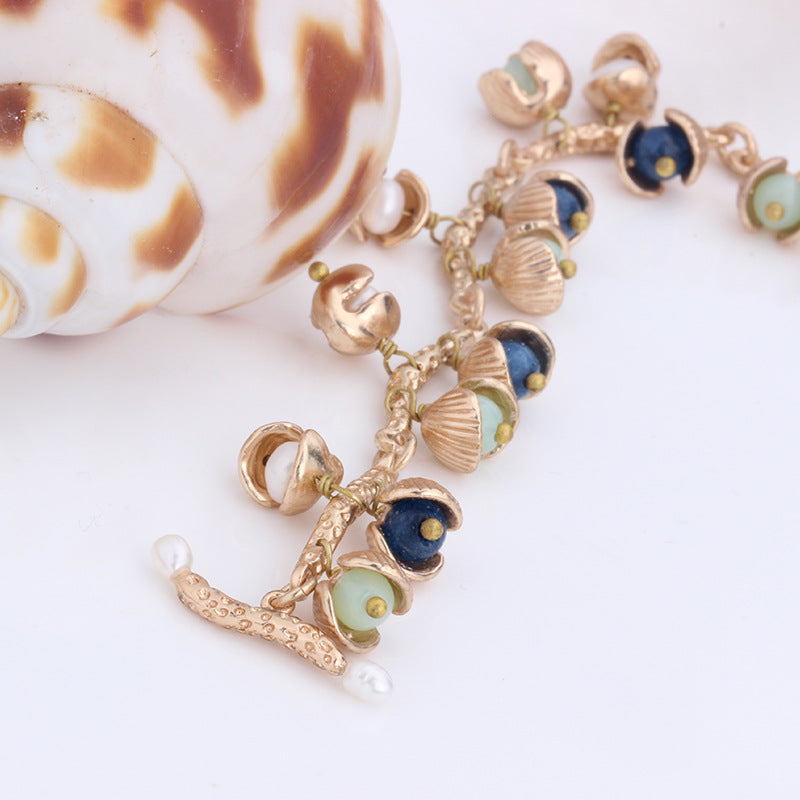 Shell Pearl Bracelet Copper Pieces Gold Plated