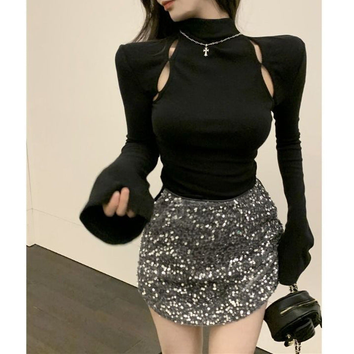 Niche Retro Style Fashionable Long Sleeve Chic Top