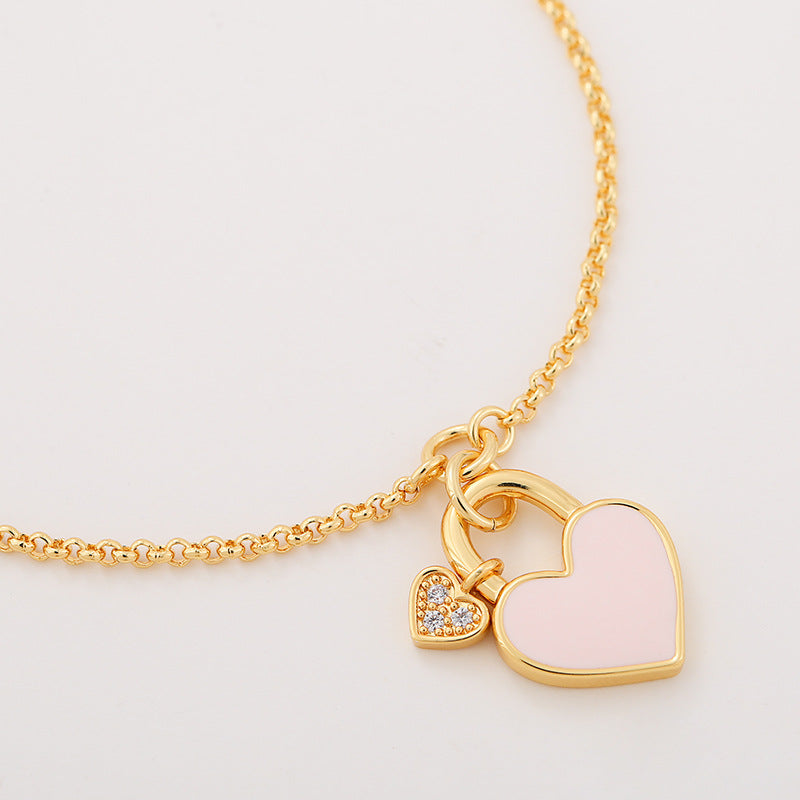 Inlaid Shell Peach Heart Simple All-match Bracelet