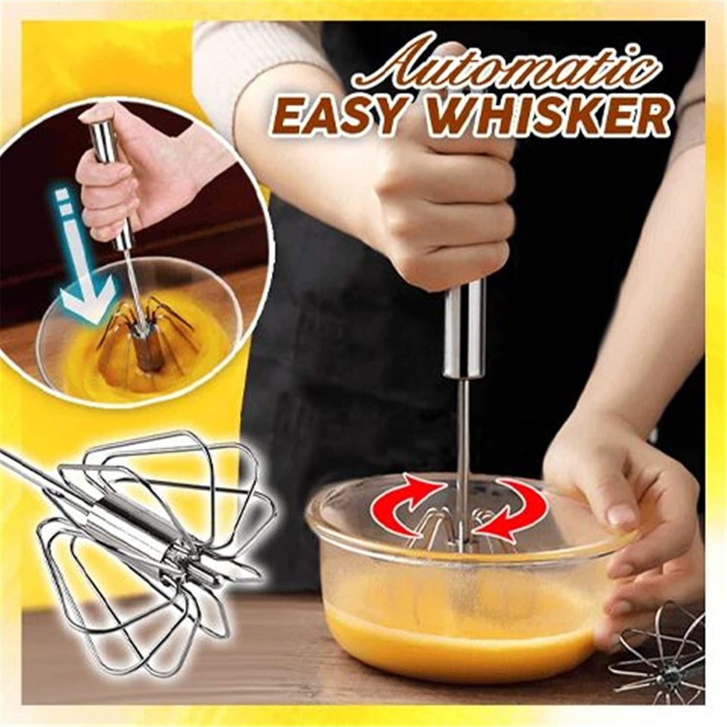 Stainless Steel Egg Beater Whisk - Handheld Kitchen Tool